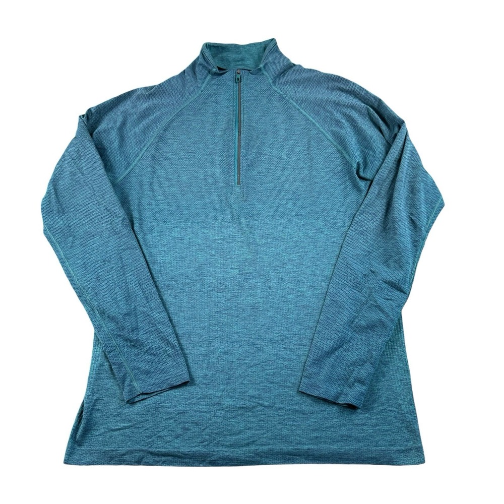 Lululemon Blue Green Heathered Metal Vent Performance 1/2 Zip Size Mens‎ M